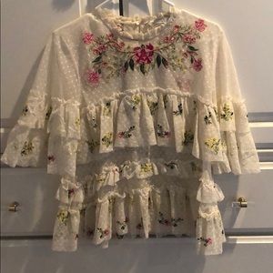 Zara lace embroidered top
